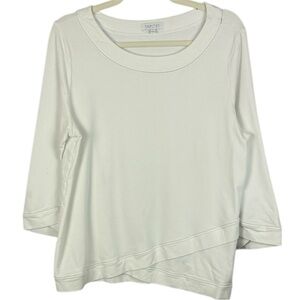 Habitat Soft otton Modal Blend White 3/4 Sleeve Angled Hem Cuffs Large Top